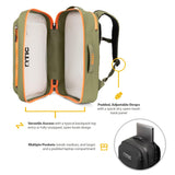 RTIC Ultra Dry Backpack, Waterproof Outdoor Floating Bags for Hiking, Travel, Camping, Boating, Backpacking, 26L, Olive & Orange