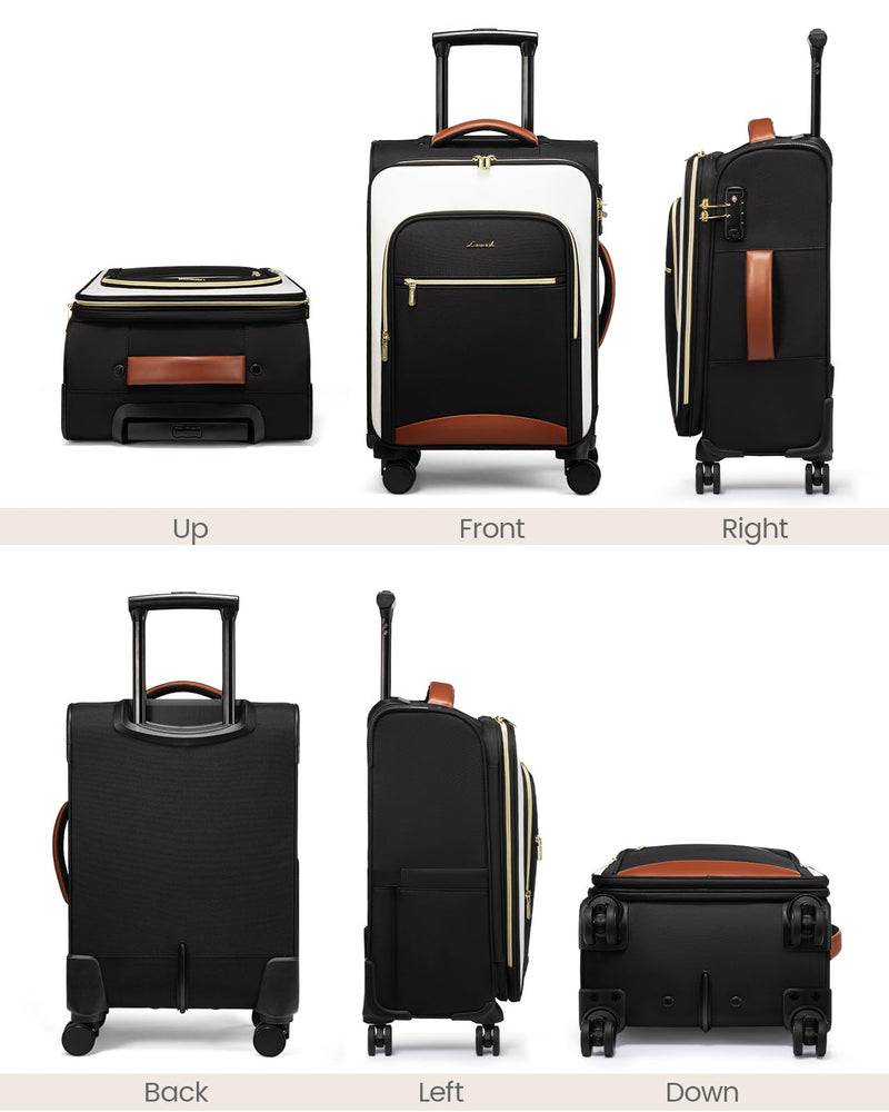 LOVEVOOK Carry On Luggage 22x14x9 Airline Approved, 20 Inch Softside Suitcases with Wheels, Lightweight Spinner Carry on Suitcase with TSA Lock, Water-Resistant Large Capacity Luggage for Travel