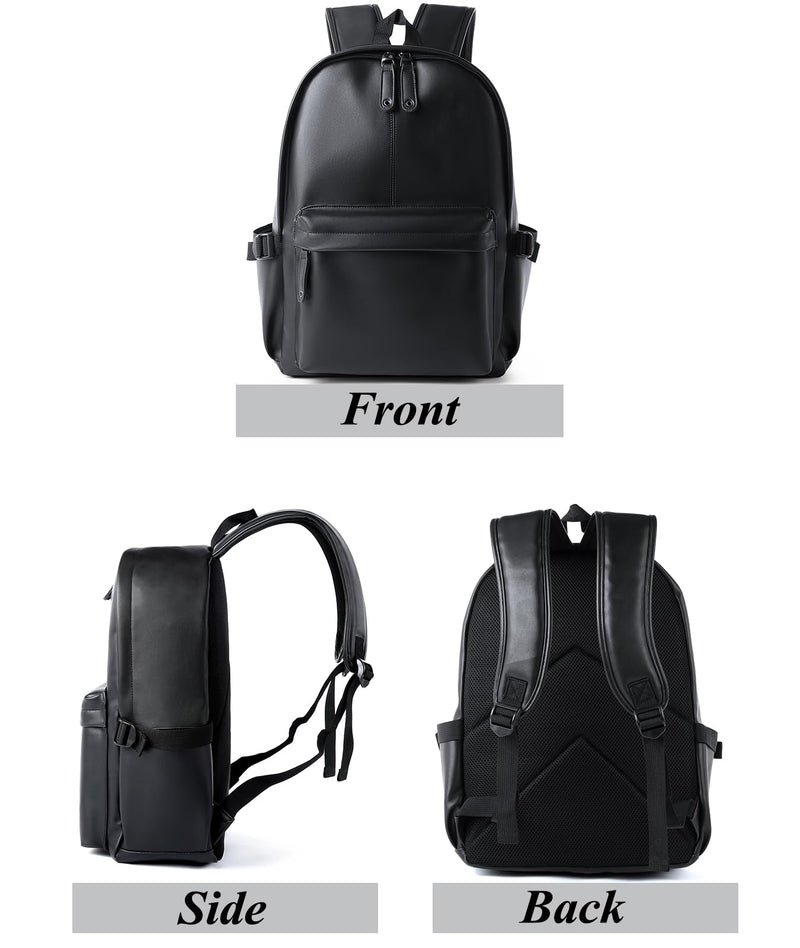 MATE ELAN Pu Leather Laptop Backack For Men Women Classic Water-Resistant Purse Airplane Travel Backpacks Work Business Bag Black