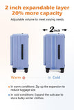 HotWay 19 Inch Expandable Carry On Luggage with Cup Holder, Hardside TSA Approved Luggage with Spinner Wheels, Top Opening Suitcase For Travel, White