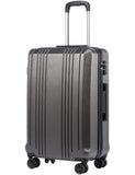 Coolife Luggage PC+ABS Hardshell Suitcase with TSA Lock, Spinner Checked Lightweight (grey, M(24IN))