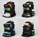 SEYATULLH Basketball Backpack with Ball Holder - Sports Equipment Bag with Shoe Compartment(Black)