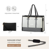 LOVEVOOK Laptop Bag for Women 15.6 inch Canvas Laptop Tote Bag, Large Capacity Work Bag with Clutch Purse, Computer Bag Office Business Briefcase, Casual Handbag for Travel College Teacher School