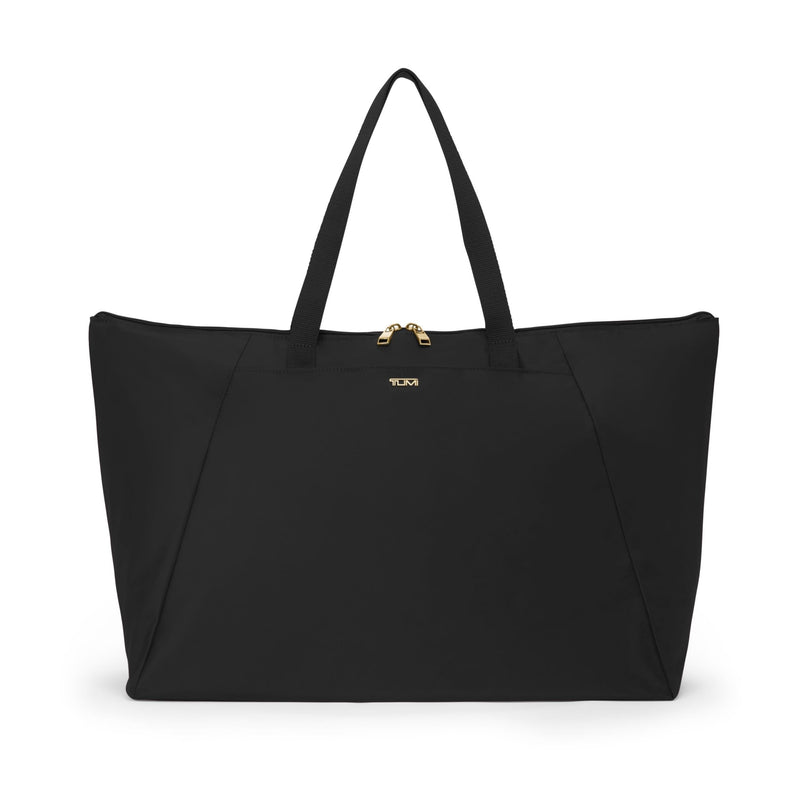 TUMI - Just In Case Tote - Foldable, Lightweight and Compact, Packable Travel Bag - Folds Into Included Pouch - Large, Black with Gold Hardware