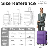 Kono 24 Inch Luggage Suitcase with Spinner Wheels TSA Lock Lightweight PC+ABS Hardside Medium Checked Luggage Durable Rolling Suitcase Purple