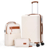 CONCEPTEN Luggage Sets 3 Piece, 20 Inch Carry On Suitcases With Spinner Wheels, Lightweight Travel Luggage With TSA Lock, ABS Hardshell Suitcase (White)