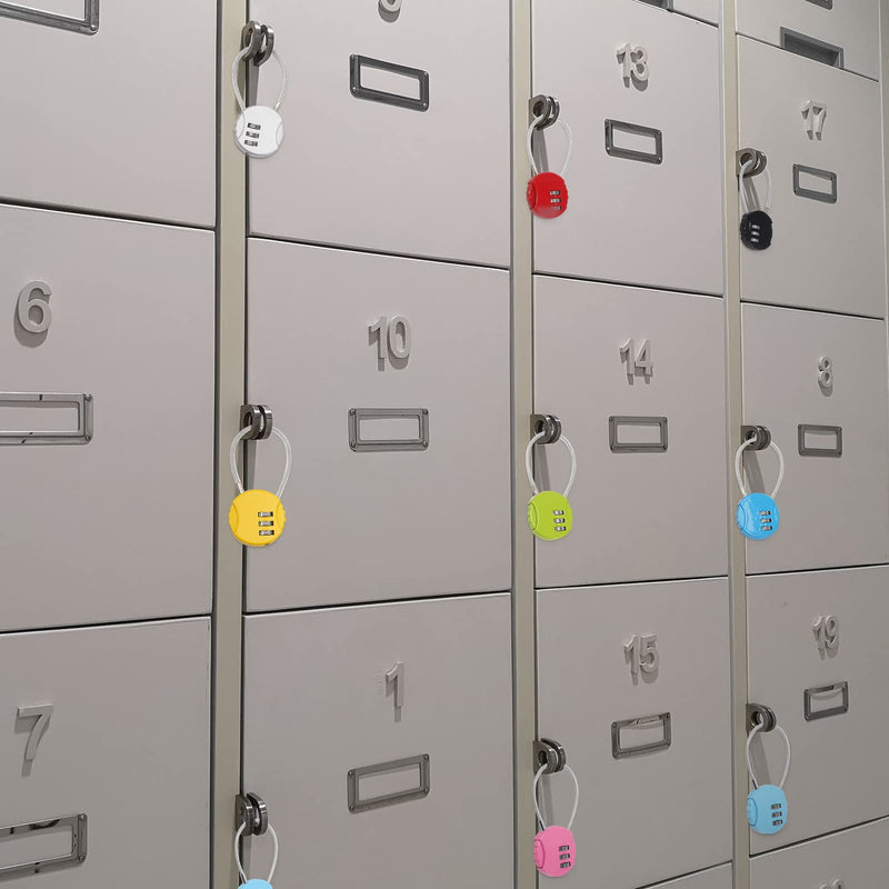 Moxweyeni 8 Pack Combination Wire Lock 3 Digit Small Combo Luggage Number Cable Padlock Outdoor Waterproof Resettable Lock for School Gym Locker Travel Backpack Suitcase Storage (Multi Color)