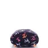 Chanel, Pre-Loved Logo Drawstring CC Bucket Backpack Quilted CC Printed Fabric Small, Blue