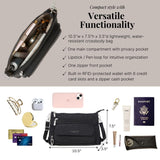 Baggallini Women's Original Everyday Bag with Built-in RFID Wallet, Black Cheetah, One Size US