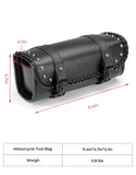KEMIMOTO Motorcycle Tool Fork Bag PU Leather Universal Saddlebag for Front Fork Handlebar Sissybar Storage Pouch Motorcycle Roll Bag (Black Classic Buckle)