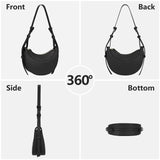 Faux Leather Saddle Bag for Women Shoulder Bag Crescent Purse Trendy Crossbody Purse Hobo Handbag