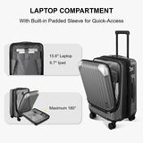LEVEL8 Grace Carry on Luggage, 20 Inch Expandable Hard Shell Suitcase with Wheels, Abs+Pc Harshell Spinner Luggages with Tsa Lock, Travel Bag for Women Men, Grey