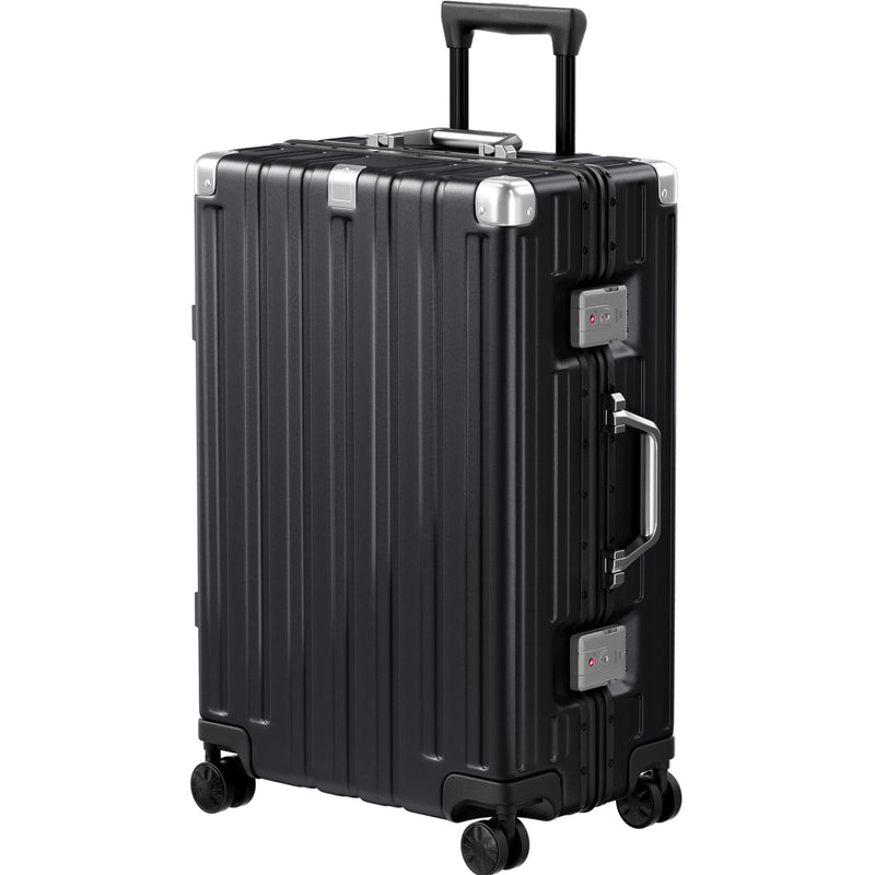 Krute Zipperless Luggage 24 Inch Aluminum Frame Suitcase with Spinner Wheels PC+ABS Hardide Checked Luggage TSA Approved