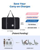 WANDF For Spirit Airlines Personal Item Bag 18x14x8 Travel Duffel Bag Underseat Foldable Carry-on Luggage for Women（A-Black）