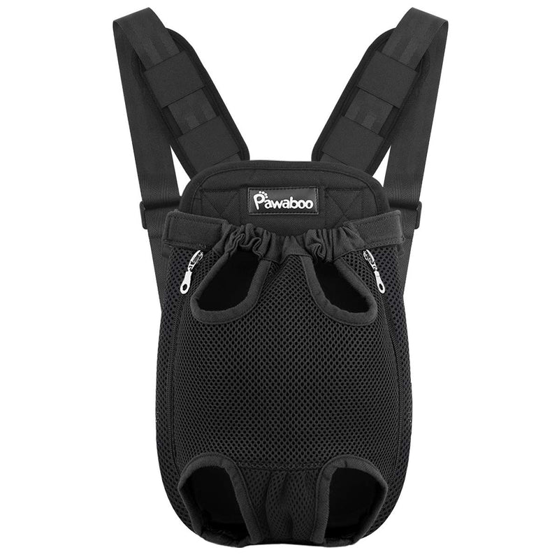 Pawaboo Pet Carrier Backpack, Adjustable Pet Front Cat Dog Carrier Backpack Travel Bag, Legs Out, Easy-Fit for Traveling Hiking Camping for Small Medium Dogs Cats Puppies 2.5-5lbs, S, Black
