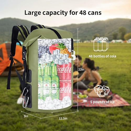 Iculbag Cooler Backpack Insulated Waterproof Leak Proof 48cans Collapsible Larger Backpack Coolers Insulated Leak Proof for Men Women 24 Hours Cooling for Picnic Camping Hiking Beach Travel Kayaking…
