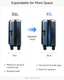 LUGGEX Carry On Luggage Top Opening, FLT Expandable Polycarbonate Hard Shell Suitcase with Wheels (FX-Lite, Blue, 20 Inch, 36L-41L)