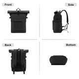 VASCHY Rolltop Travel Backpack for Men, Water Resistant Expandable Large Carry-on Casual Daypack for Work Business Hiking College Black
