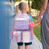 Meetbelify Aesthetic Backpack with Lunch Box for Elementary Students - Cute School Bag for Girls 8-10 - Purple