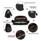 Modoker Messenger Bag for Men Women, 13 Inches Laptop Satchel Bags, Canvas Shoulder Bag with Bottle Pocket, Black