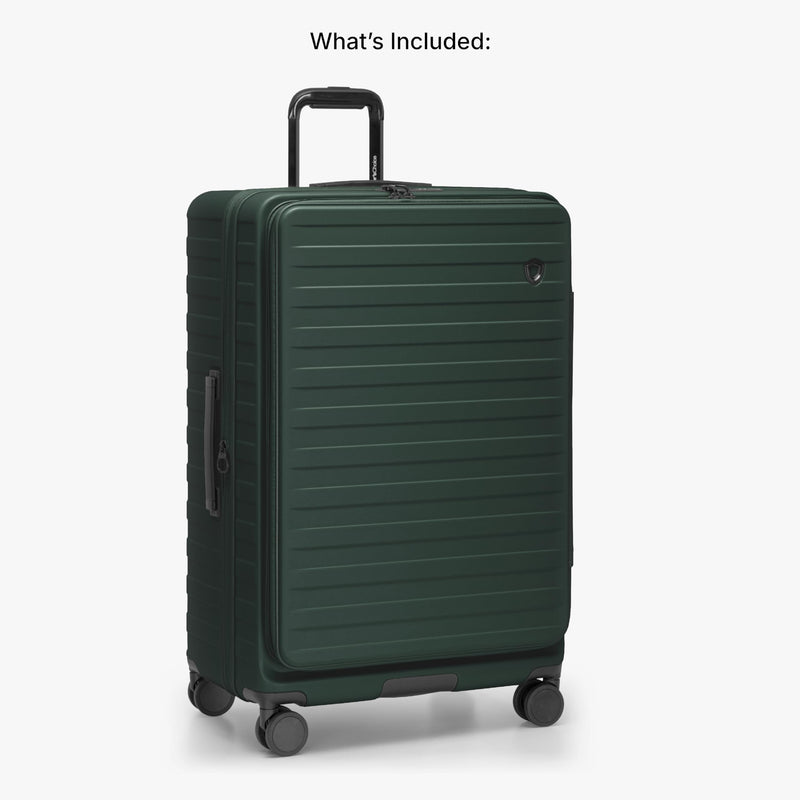 Traveler's Choice Novia Top Opening Expandable Polycarbonate Luggage with Spinner Wheels, Green, 30-Inch Large