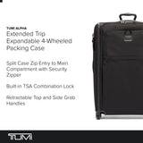 TUMI - Alpha Extended Trip Expandable 4-Wheeled Packing Case - Hybrid Softside and Hardside Checked Bag - Black