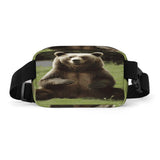 Hi Bear Sit on The Lawn Waist Bags Waist Packs with Adjustable Strap Classic Twill Fabric Fanny Bag for Workout