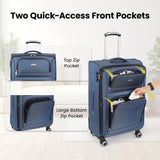 New York XPress Softside Luggage Sets 2 Piece,Expandable15% Lightweight Durable Suitcase Sets Double Spinner Wheels w/Combination LOCK （Blue,20in/26in）