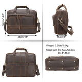 TIDING X-Large 18 Inch Full Grain Leather Briefcase for Men 17.3" Laptop Messenger Bag Business Travel Handbag Shoulder Bag