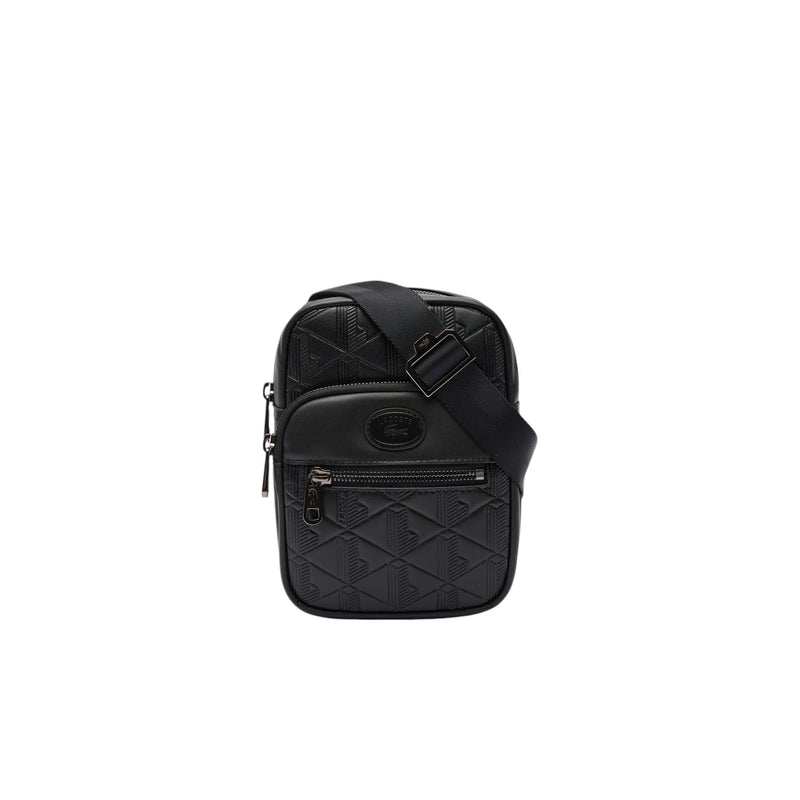 Lacoste Embossed Monogram Small Crossover Bag, Black, One Size