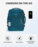 ECOHUB Travel Backpack for Women, 18x14x8 Spirit Airlines Personal Item Bag with Clear Toiletry Bag, Laptop Carry on Backpack with USB Port, Airline Approved Under Seat 14 Pockets, Blue Green