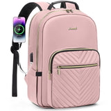 LOVEVOOK Laptop Backpack for Women 15.6 inch,Cute Womens Travel Purse,Professional Laptop Computer Bag,Waterproof Work Business College Teacher Bags Carry on Backpack with USB Port,Pink