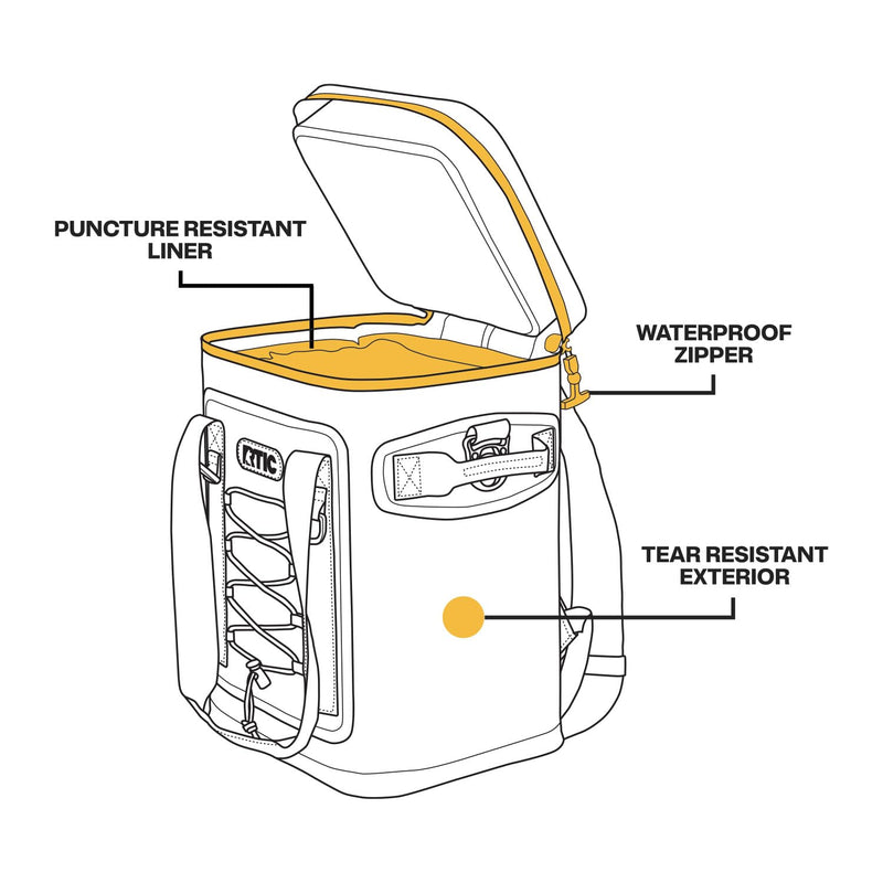 RTIC Backpack Cooler 24 Can, Insulated Portable Soft Cooler Bag Waterproof for Ice, Lunch, Beach, Drink, Beverage, Travel, Camping, Picnic, Car, Hiking, Tan