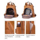 S-ZONE Medium Leather Backpack Purses for Women Antitheft Rucksack Shoulder Bag