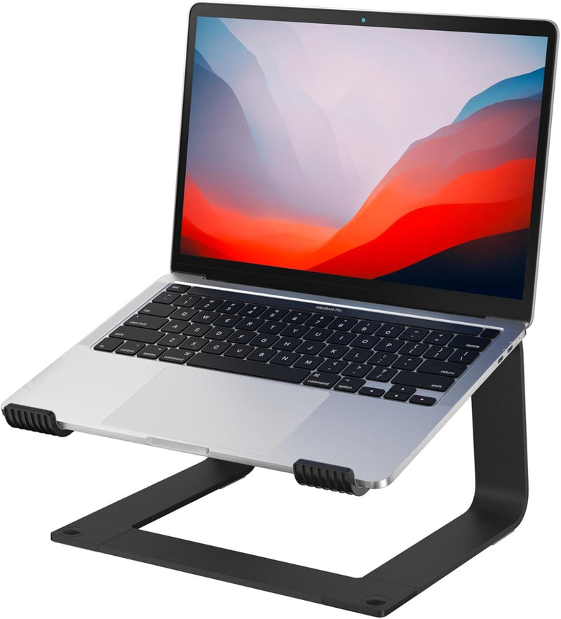 GleYo Laptop Stand for Desk Detachable Aluminum Computer Riser Portable Metal Notebook Printer Stand Holder Compatible with MacBook Air, Pro, Dell, HP, Lenovo and All 10-16" Laptops, Black