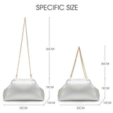 KALIDI Dumpling Crossbody Bag Soft Vegan Leather Evening Clutch for Women Wedding Purse Summer Soft Vegan Leather Handbag Sliver