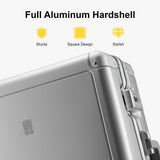 LEVEL8 Gibraltar Carry on Luggage, 20 Inch Aluminum Zipperless Luggages Airline Approved, Hardside Suitcase with TSA Lock and Spinner Wheels, Silver