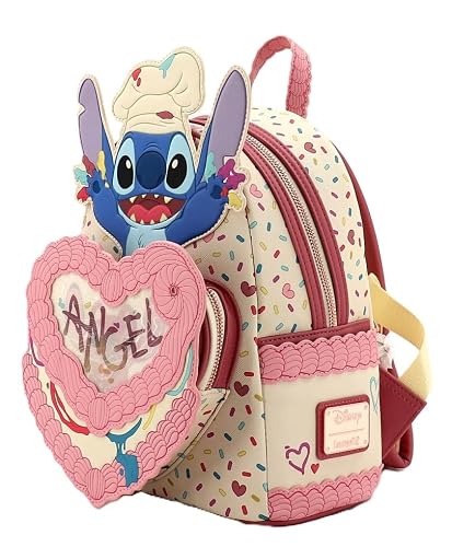 Loungefly Disney Lilo and Stitch Chef Stitch Angel Cake Mini Backpack Womens Sprinkles Hearts Bag