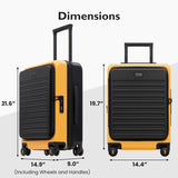LEVEL8 Top Opening Carry on Luggage Hardshell, Large Suitcases with Wheels Airline Approved, Expandable Luggage with Spinner Wheel for Men Women, 20 Inch, Yellow