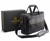 Black Leather Messenger Bag for Men, Genuine Leather Briefcase Fits 15 Inch Work Satchel for Office, Business, and Travel Use