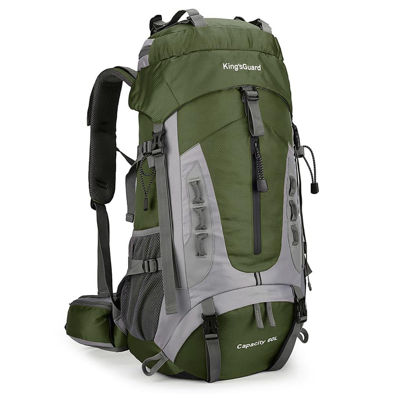 King'sGuard 60L Hiking Backpack for Men and Women Lightweight Camping Hiking Backpack with Rain Cover Large Waterproof Travel Backpack Backpacking Pack (Army Green)
