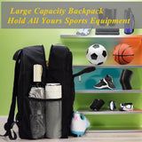 Rudmox Soccer Bag, Basketball Backpack, Sports Equipment Bag with Shoes Compartment Holds Sneak, Helmet, Basketball, Football, Vollyball, Gloves (Full Black)