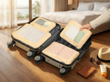 Small Compression Packing Cubes 4-Piece Set - Space Saving Travel Organizer Bags for Carry-On Luggage, Compressible Mesh Packing Cubes for Travel Women Ultralight