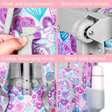 ZLYERT 3Pcs Rolling Backpack for Girls Women, Travel Roller Backpacks with Wheels for Adults, Teens College Love Wheeled Bookbag with Lunch Box(Ash Powder)