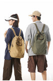 KAOBIO Grunge Hippie Boho Backpack Durable Canvas Casual Adjustable Daypack College Vintage Travel Rucksack for Women Men (Army Green)