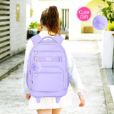 TXHVO 3Pcs Rolling Backpack for Girls Women, 19 Inche School Roller Backpacks with Wheels, Adults Wheeled Bookbag with Lunch Box(Purple)