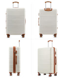 YOETEY 5 Piece Luggage Set Hardside Expandable Suitcase with TSA Lock Spinner Wheels Lightweight Travel Set Includes Tote and Toiletry Bag, (5 Piece Sets, White)