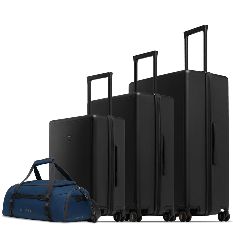 LEVEL8 Luminous Luggage Sets 3 Piece with Water Resistant Travel Duffle Bag, (20/24/28)
