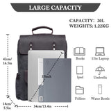 VASCHY Leather Laptop Backpack, Casual Canvas Campus Rucksack with 15.6 inch Laptop Compartment