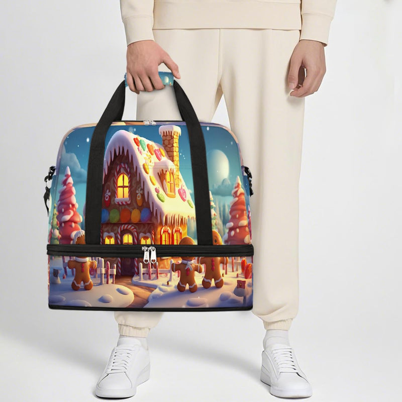 Sports Gym Bag Christmas Cookies Igloo Large Travel Duffel Bag With Shoe Compartment Foldable Waterproof Carry-On Weekend Travel Bags for Camping Overnight Yoga Hospital Travel Bags